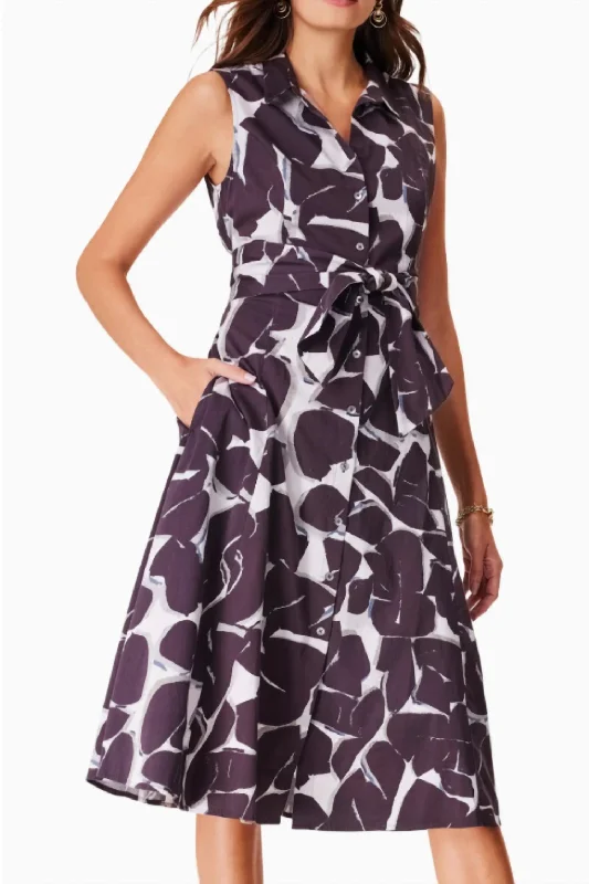 Bid Farewell To The Old Season Bold Petals Button-Up Shirt Dress In Black Multi