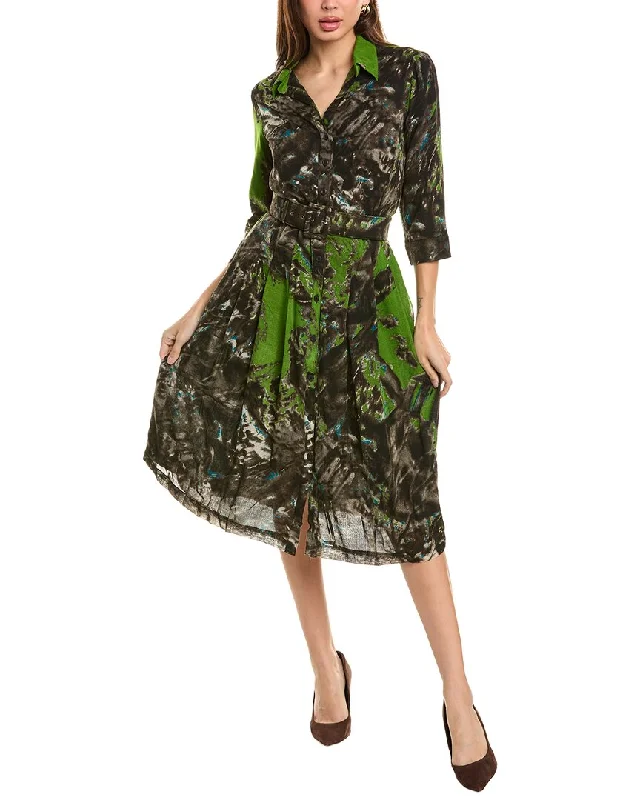 Limited Time Offer SAMANTHA SUNG 3/4 SLEEVE LONG SHIRT DRESS