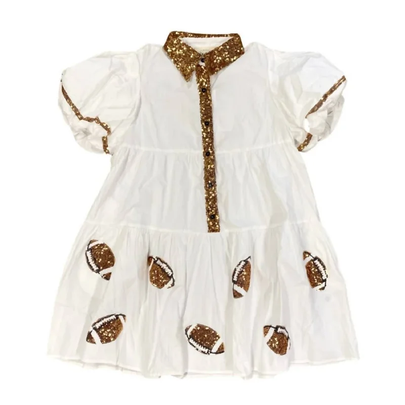 Luxury Fashion Women's Game Day Sequin Shirt Dress In White