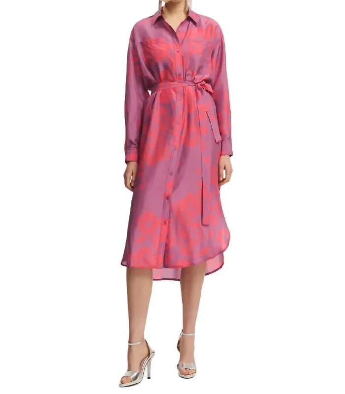 Athleisure Wear Special Offer Foxglove Silk Shirt Dress In Purple/neon Pink