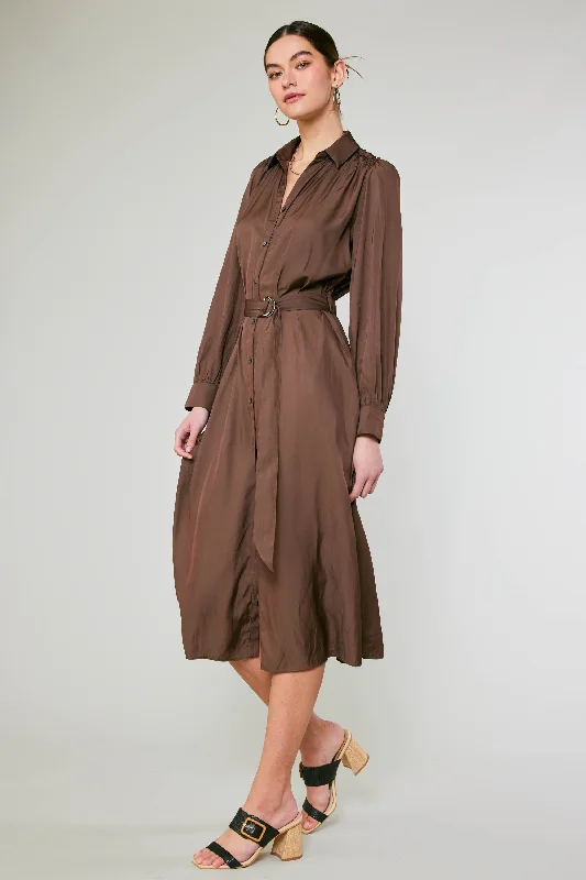 Limited Time Offer Belted Buttondown Shirt Dress