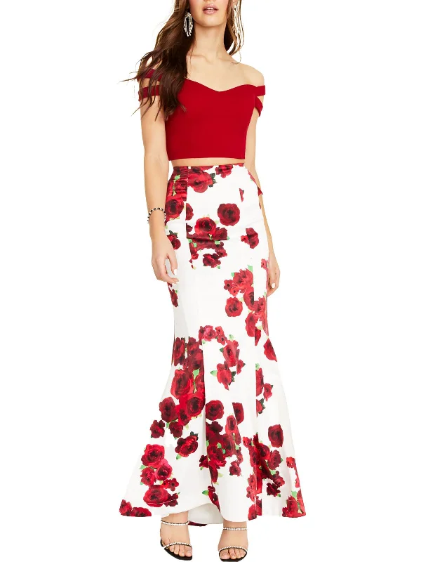 Absurdly Cheap Sale Juniors Womens Floral Formal Two Piece Dress