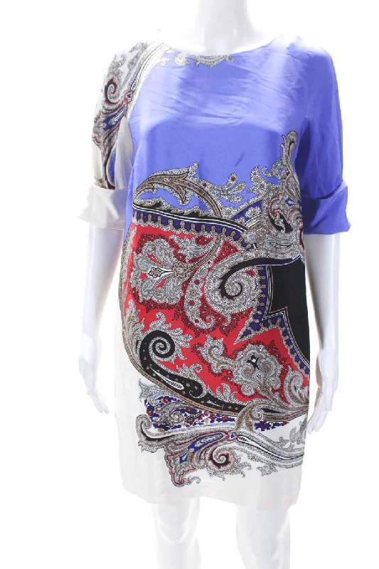 Huge Markdowns Etro Womens Silk Floral Print Shirt Dress Multi Colored