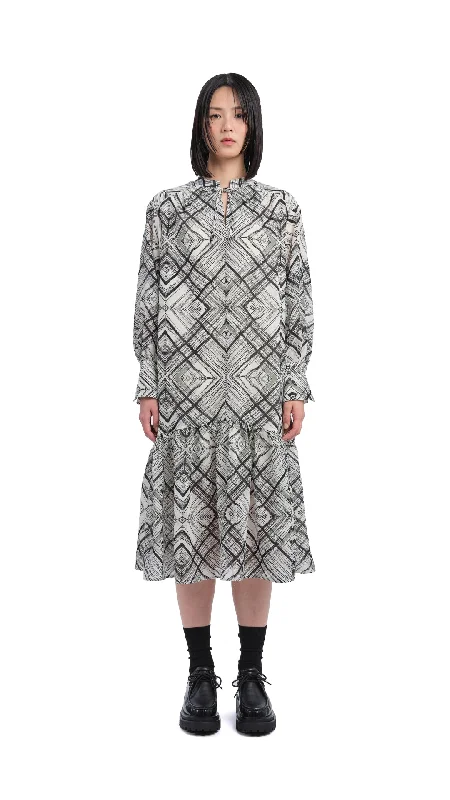 New Arrival Discounts Handcrafted Checker Printed Shirt Dress