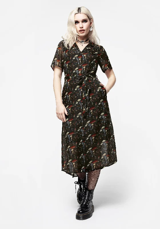 Festival Fashion Amanita Chiffon Midi Shirt Dress