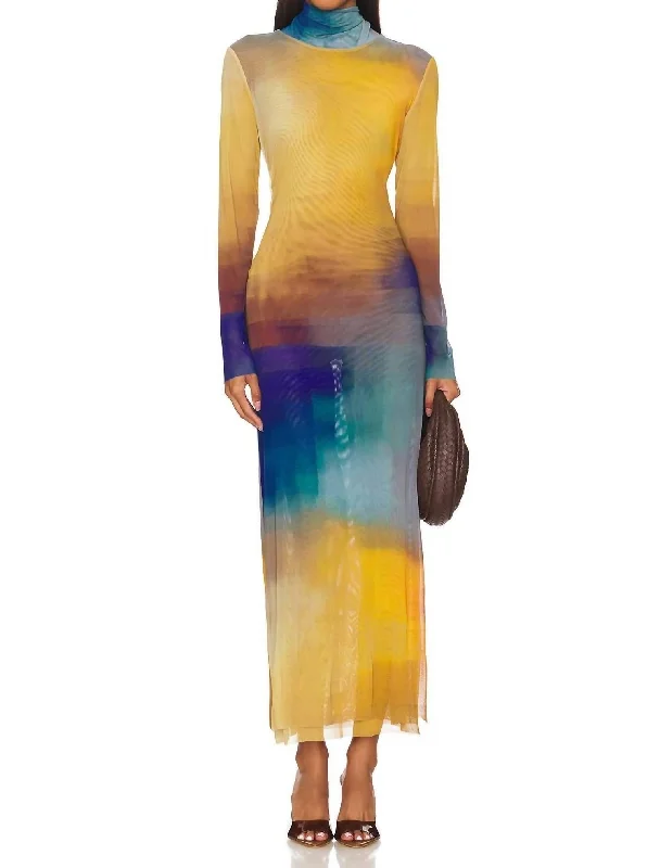 Flash Discount Liv Long Sleeve Mesh Dress In Digital Ombre