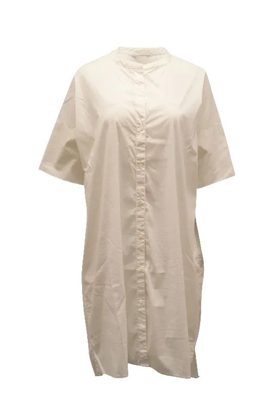 Sale On Sale James Perse Button Down Shirt Dress in White Cotton