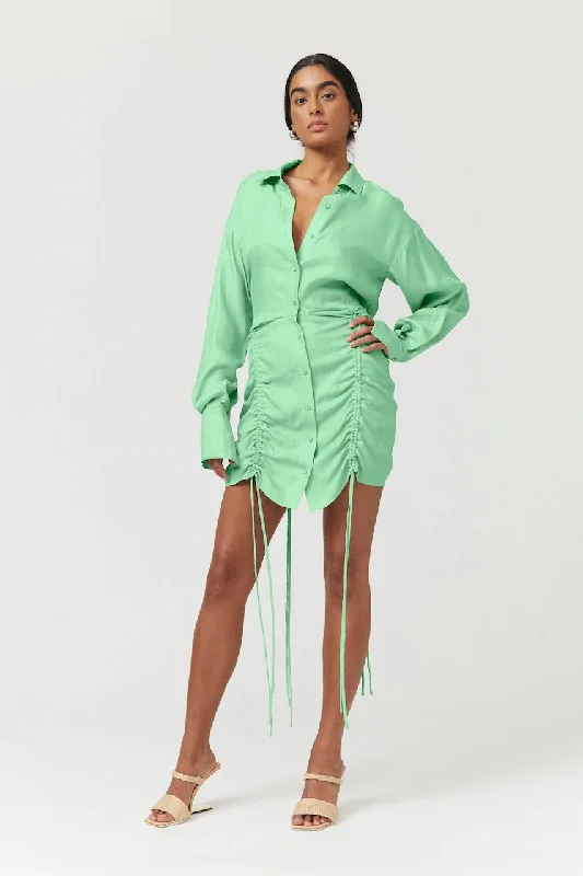 Best Deals Of The Season Suboo Halley Rushed Mini Shirt Dress - Apple Green