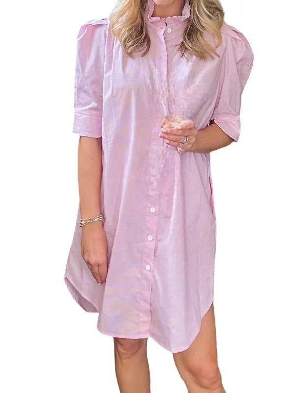 Earthy Tones Callie Pinstripe Shirt Dress In Pink