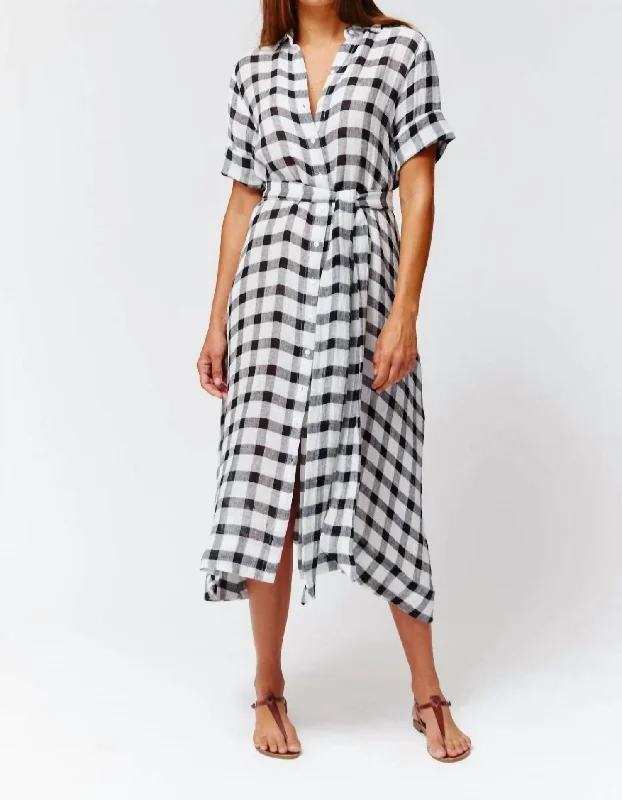 Best Boutiques Online The Classic Shirt Dress In Black/white Gingham Chios Gauze