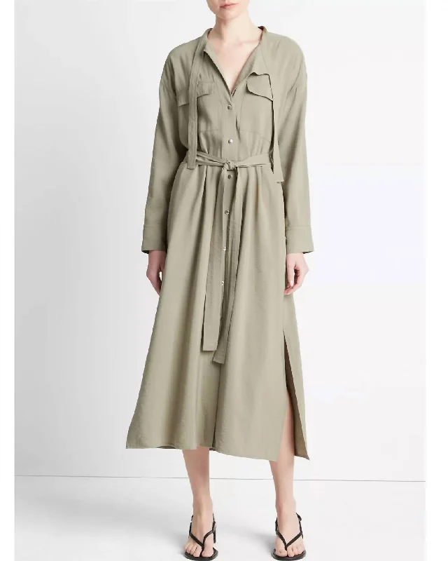 Women's Clothing Soft Utility Shirt Dress In Light Sea Fern