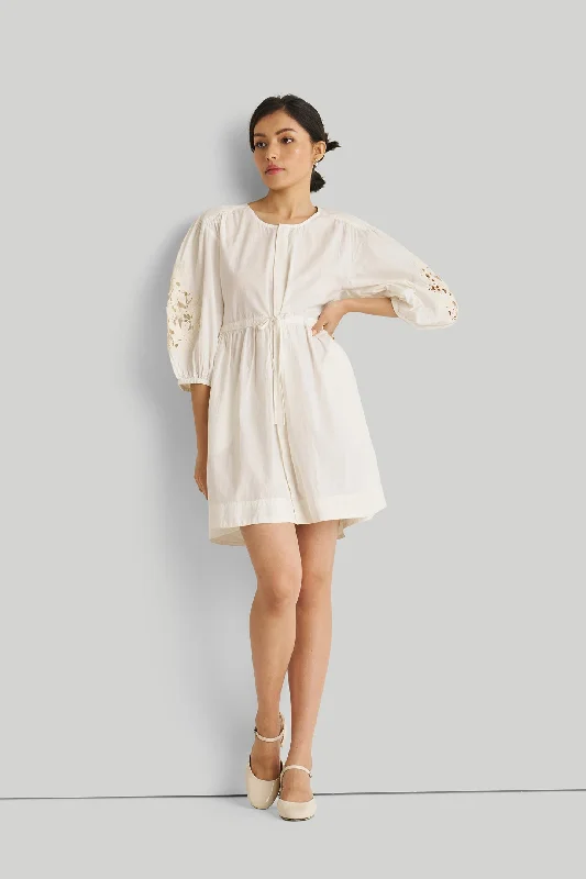 Wardrobe Upgrade Shirt Dress with Balloon Sleeves in White