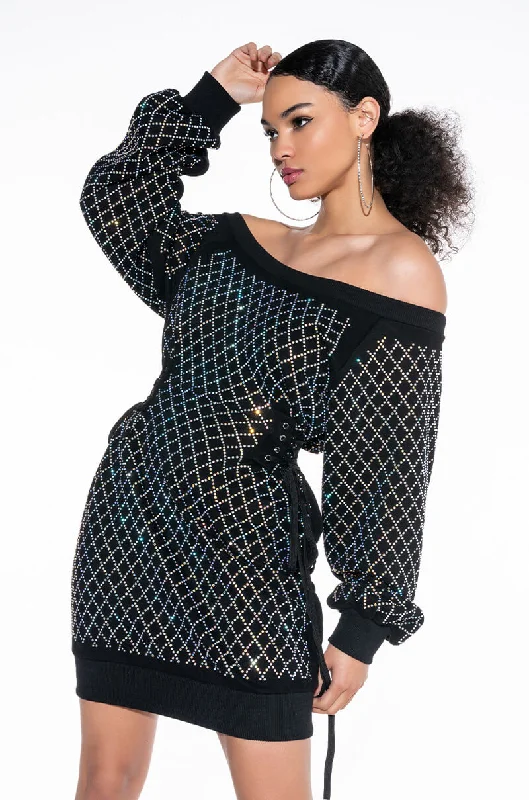 Limited Time GOT IT GIRL RHINESTONE SWEATSHIRT DRESS