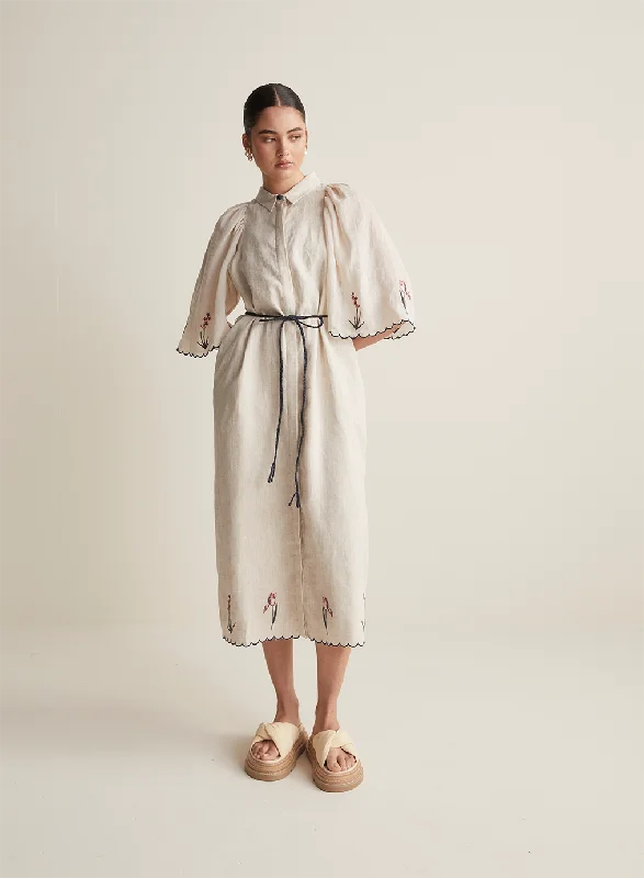 Limited Time Offer Sophie Linen Ramie Midi Shirt Dress
