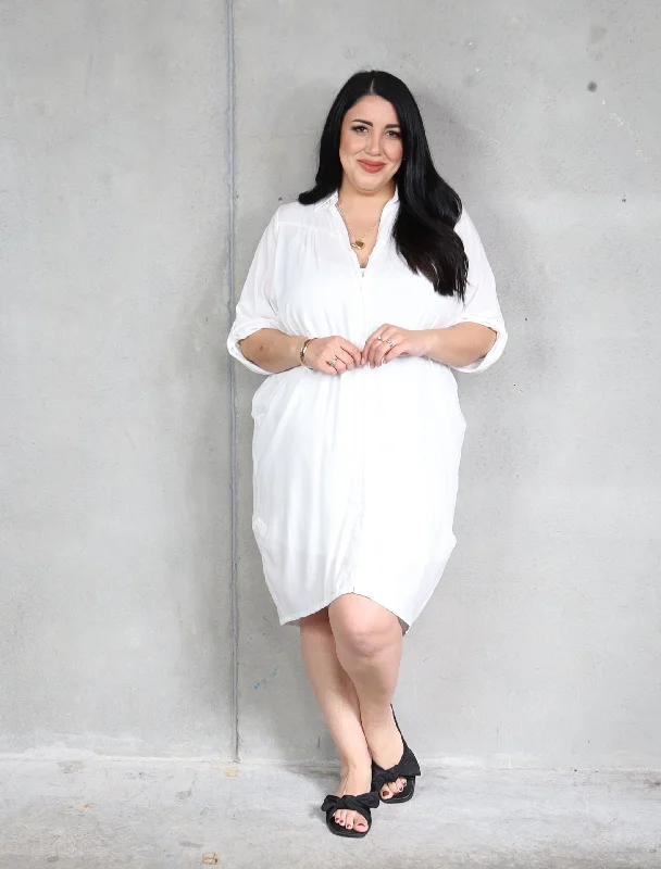 Graceful Fashion Corfu Shirt Dress - French Vanilla