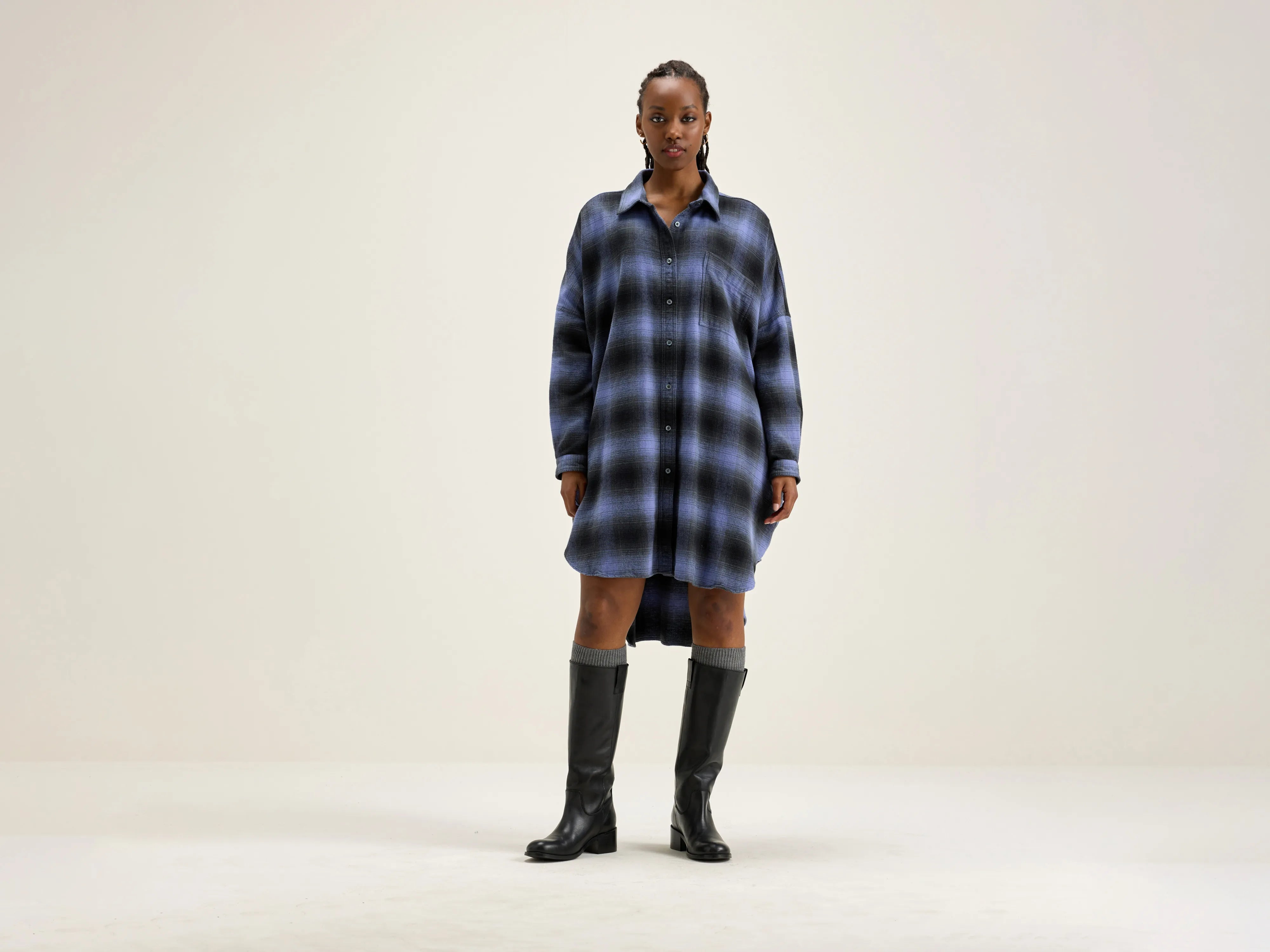 Trendy Street Style Genk shirt dress (242 / W / CHECK N)