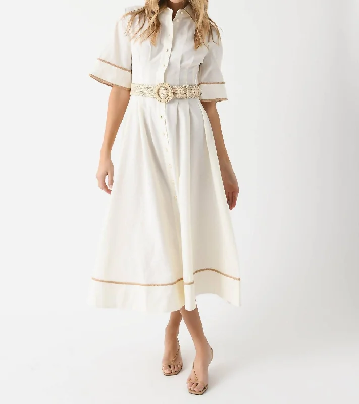 Edgy Fashion Lucia Shirt Dress In Off White