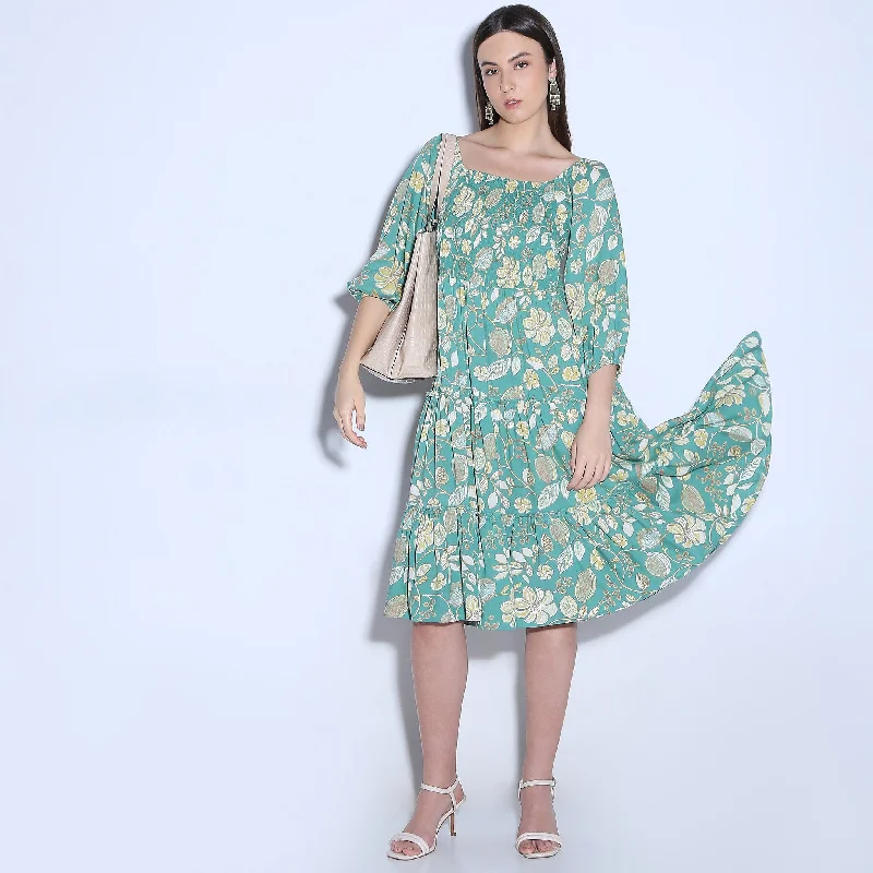 Online Shopping Boutiques Flare Fit Printed Dress
