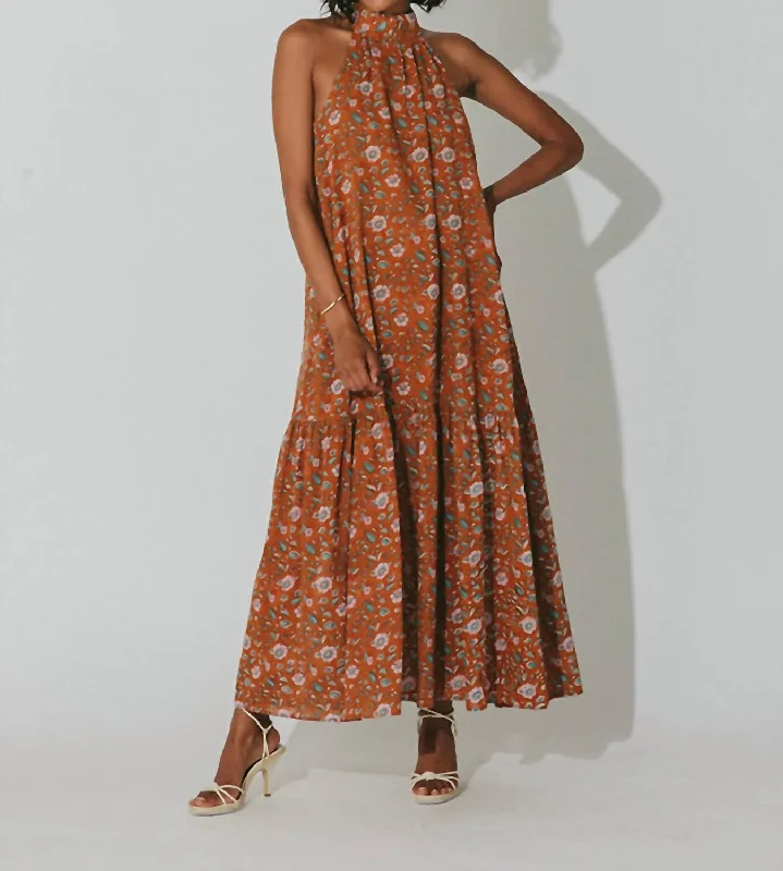 Eclectic Fashion Wilder Ankle Dress In Terracotta Floral