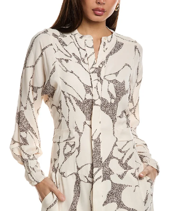 Unleash Your Trendy Side Reiss Darcy Print Belted Midi Shirt Dress