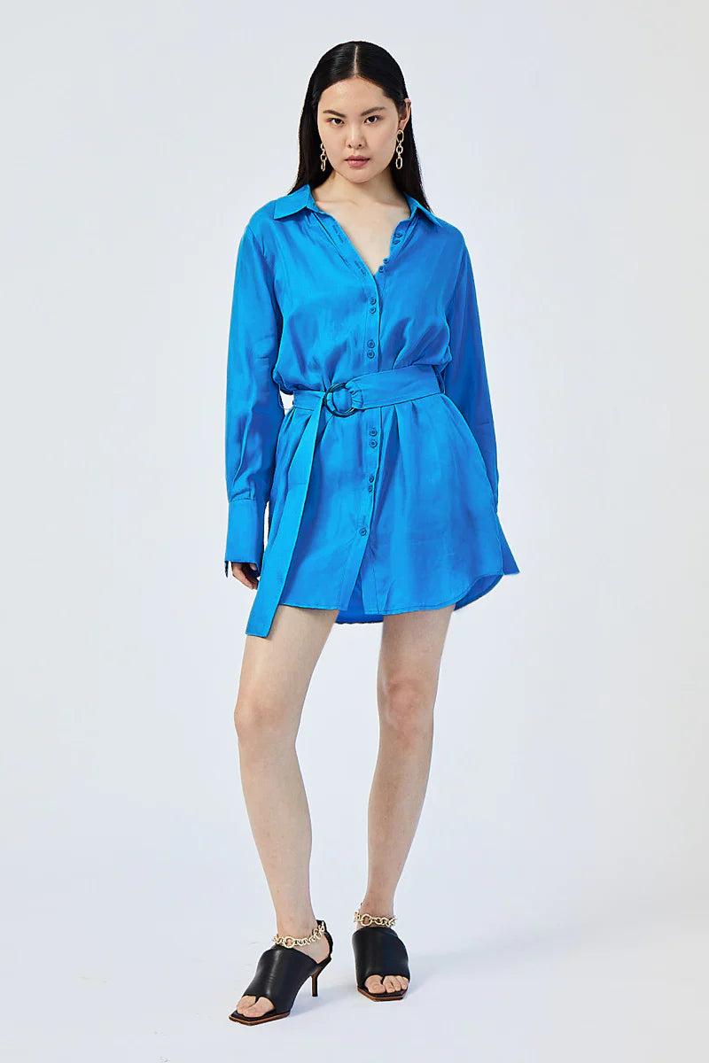 End Of Season Sale Suboo Hannah Oversized Mini Shirt Dress - Lapis Blue