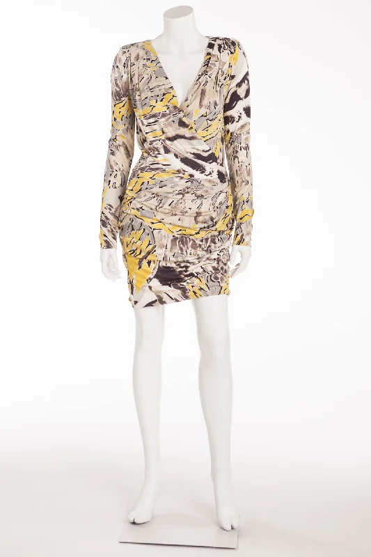 Fashion Forward Emilio Pucci - Yellow and Gray Print Dress Long Sleeve - IT 42