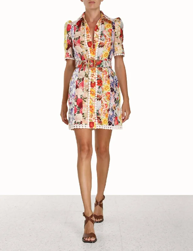 Clothes For Sale Zimmermann Wonderland Shirt Dress In Spliced Stripe Floral