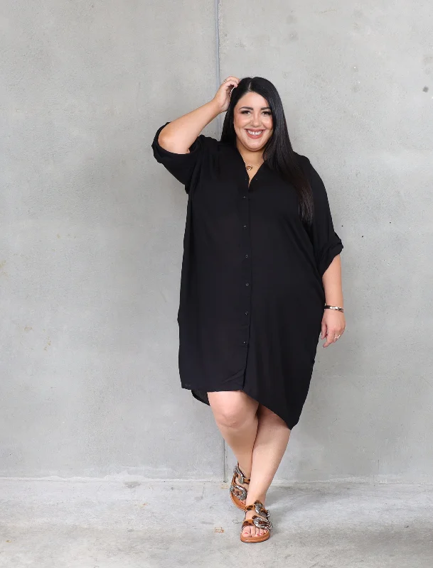 Clothes For Women Corfu Shirt Dress - Black