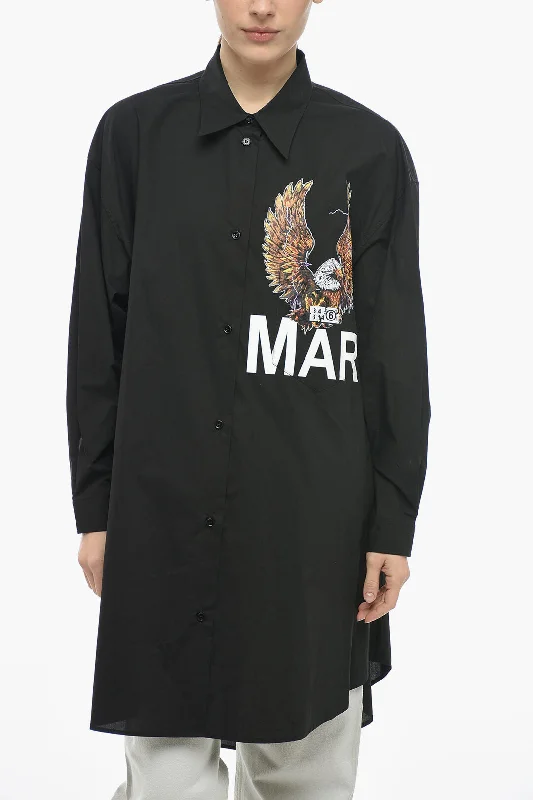 Limited Time Offer Maison Margiela MM6 Printed EAGLE Cotton Shirt Dress