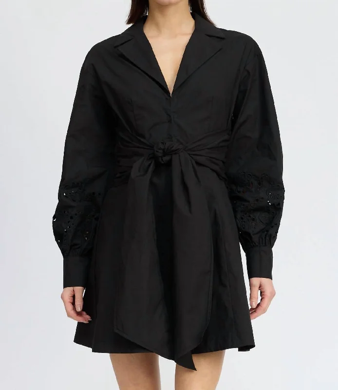 Holiday Special Offers Bendetta Eyelet Shirt Dress In Black