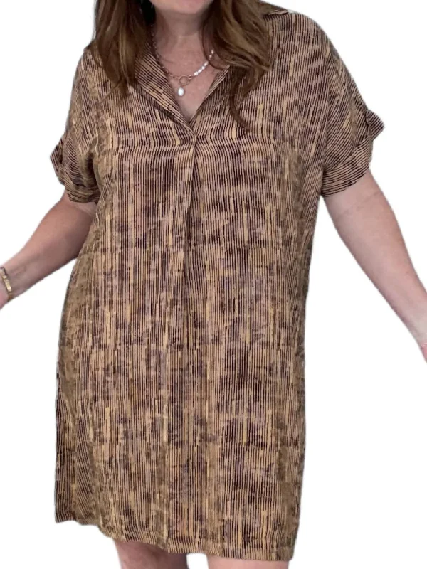 Trend Setting Wardrobe Patterned Shirt Dress In Brown