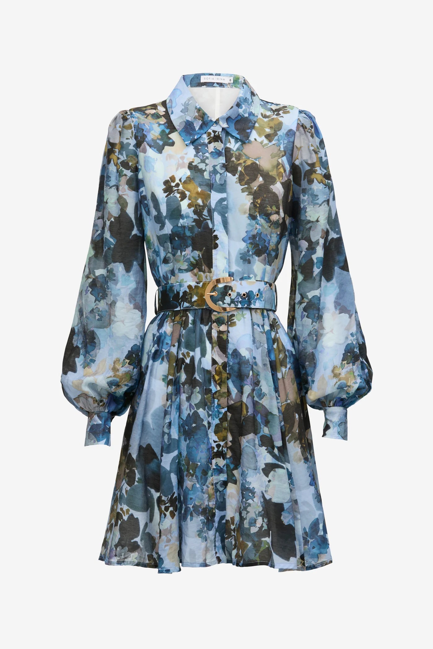 New Styles Just In Sofia Irina Mini Shirt Dress - Blue Floral Print