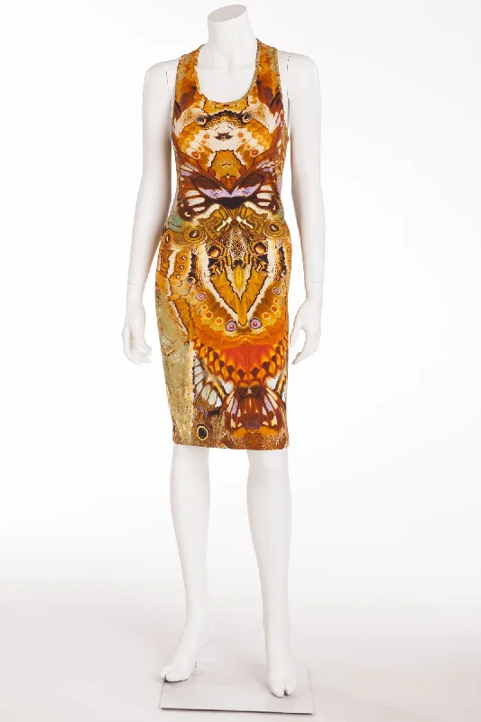 Trend Alert Original Alexander McQueen - Iconic Sleeveless Gold Print Dress - IT 40