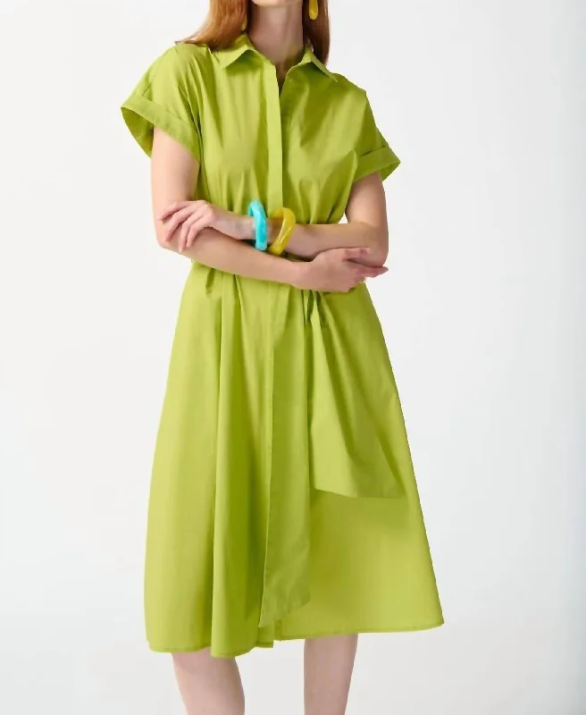 Limited Time Offers Woven Fit And Flare Shirt Dress In Key Lime
