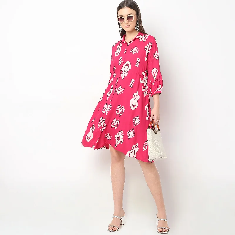 Fashion Essentials Flare Fit Printed Dress