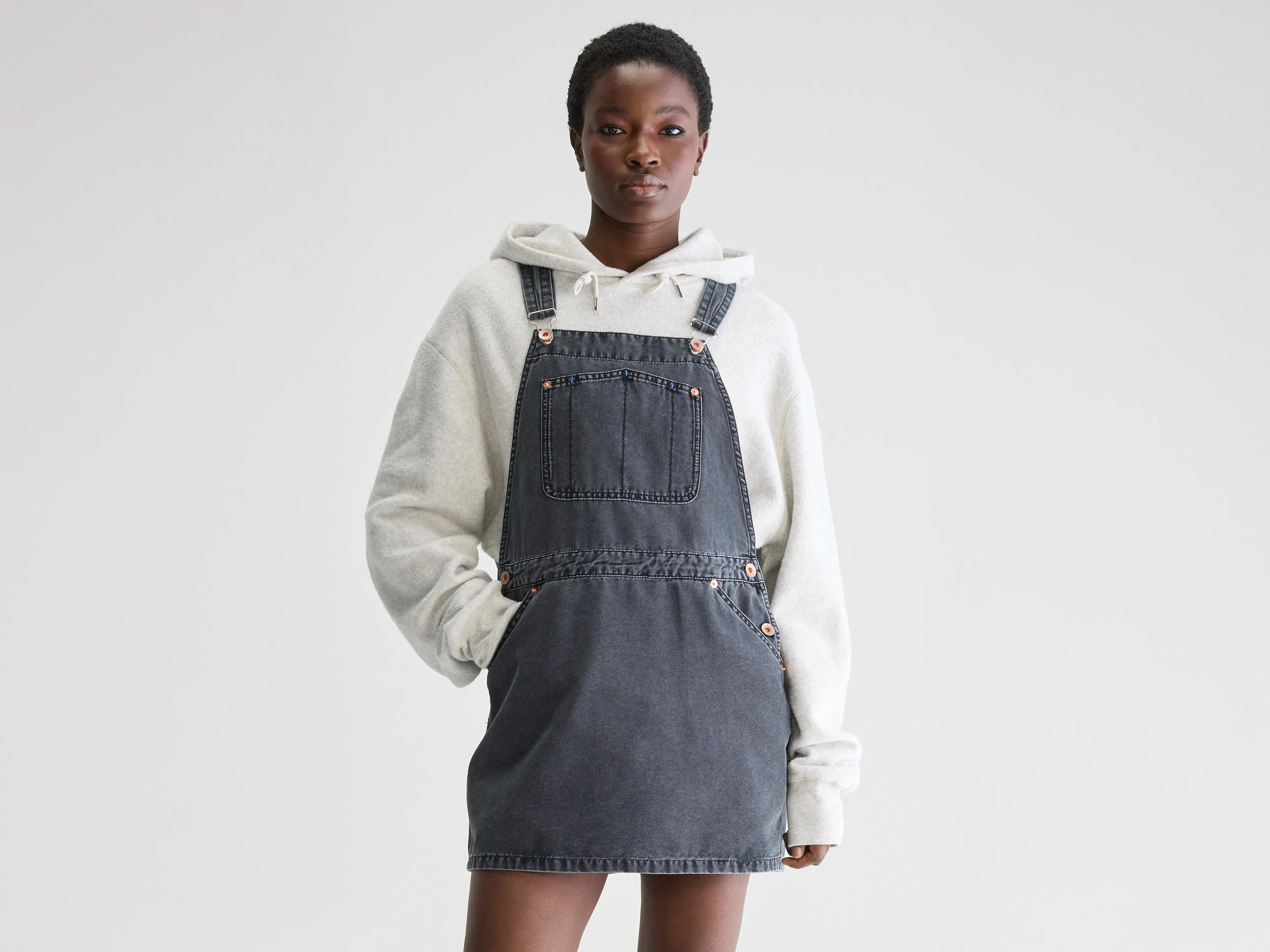 Vibrant Femme Fashion Piama mini overall dress (251 / W / CHARCOAL)