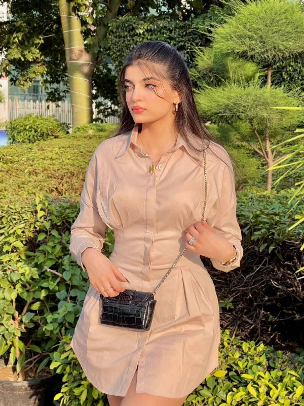 Stylish Savings Lucky Strike Beige shirt dress