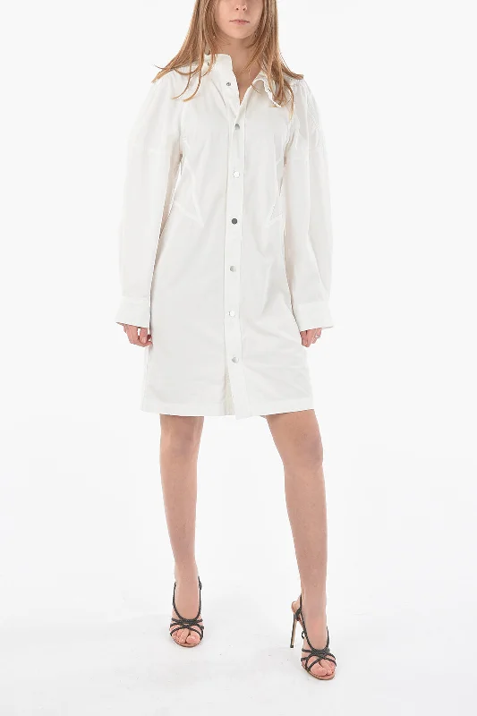Day To Night Styles Bottega Veneta Snap Button COMPACT Shirt Dress