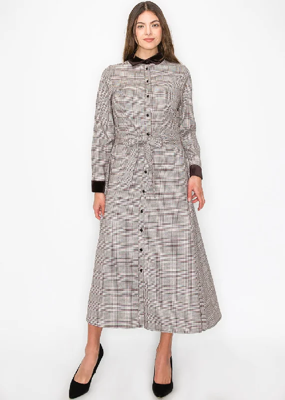 Style Upgrade Mauve Plaid Maxi Shirt Dress