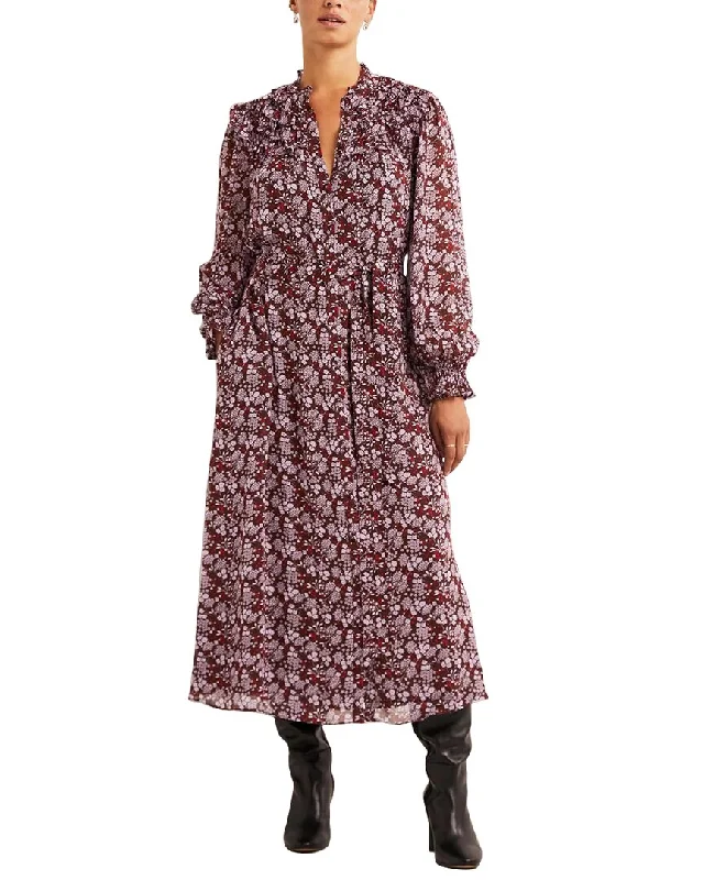 Trendy Women's Collection Boden Ruffle Yoke Midi Shirt Dress