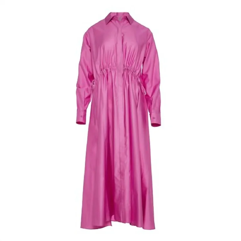 Don't Miss Out Agios Nikias Cotton Sateen Shirt Dress In Violet