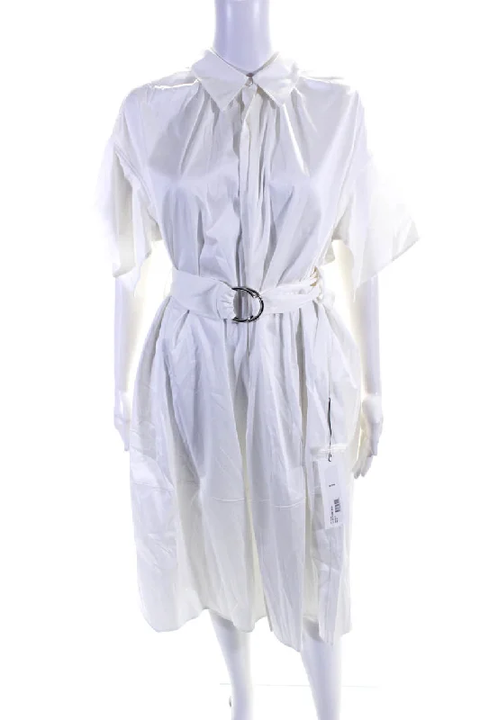 Trendy Boutique Online Adeam Womens Belted Shirt Dress White
