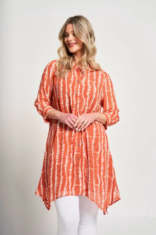 Season Appropriate Women's Collection Saloos Fully Lined Band Collar Shirt Dress