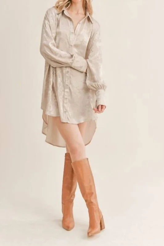 Versatile Outfits Luxe Life Shirt Dress In Gold