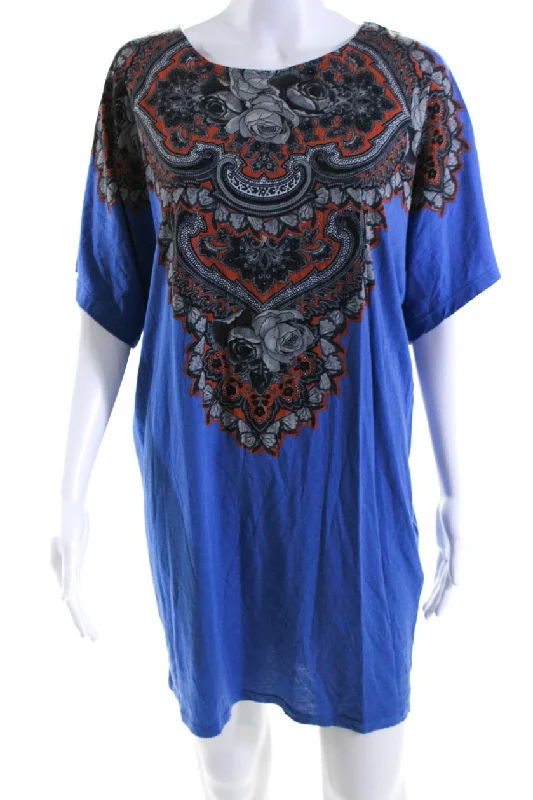 Style Revolution Stella McCartney Womens Floral Print Shirt Dress Blue Cotton