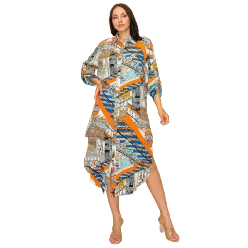 Premium Fashion Printed Shirt Dress