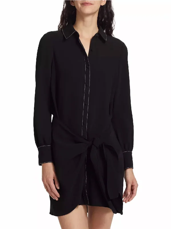 Quick Grab Deals Crepe Gaby Wrap Skirt Shirt Dress In Black/ivory