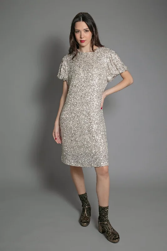 Huge Discounts This Week DUSTY SEQUIN T SHIRT DRESS IN GOLD