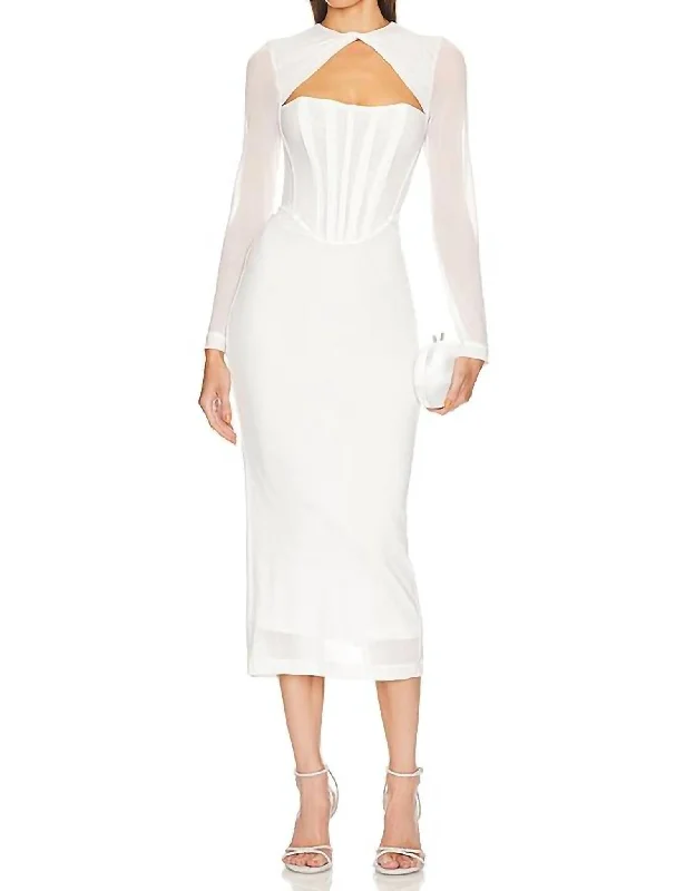 Cutting Edge Fashion Ramona Corset Mesh Dress In White