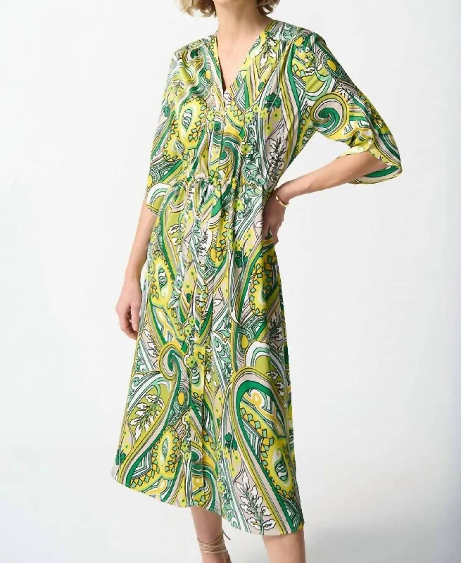 Final Sale Satin Paisley Print Shirt Dress In Vanilla/multi
